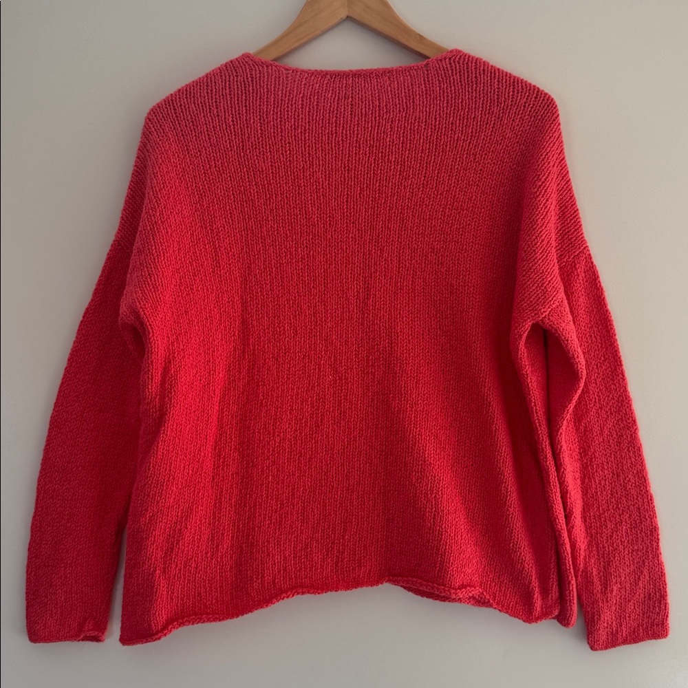 Eileen Fisher Sweater Womens Small Organic Cotton Knit Coral Long Sleeve - Picture 8 of 12